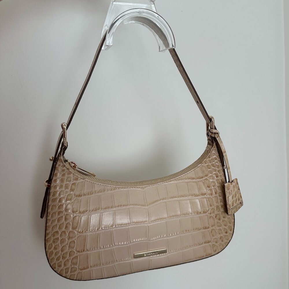 NWOT Brahmin Kyrie Shoulder Bag in Neutral Croc Leather Y2K Boho Cowgirl
